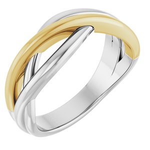 14K White/Yellow Gold Polished Freeform Ring Size 7