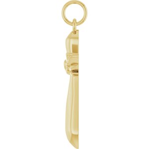 14K Yellow Gold 19.9 X 12.5 Mm Polished Heart Angel Wing Cross Pendant