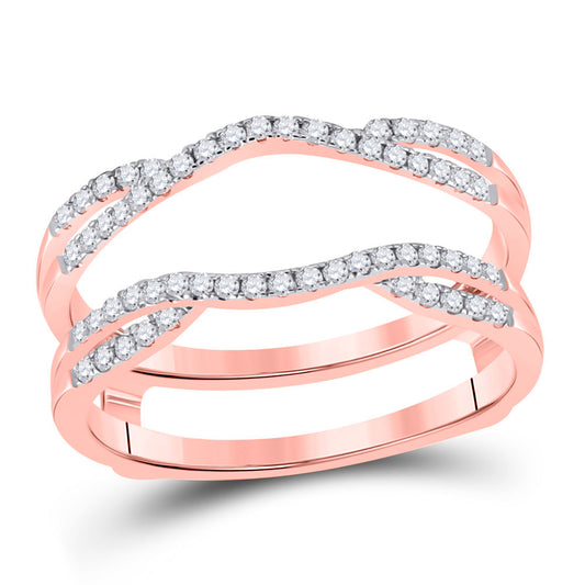 14K Rose Gold Womens Round Diamond Wrap Enhancer Wedding Band 1/3 Cttw, Womens Size: 5-10