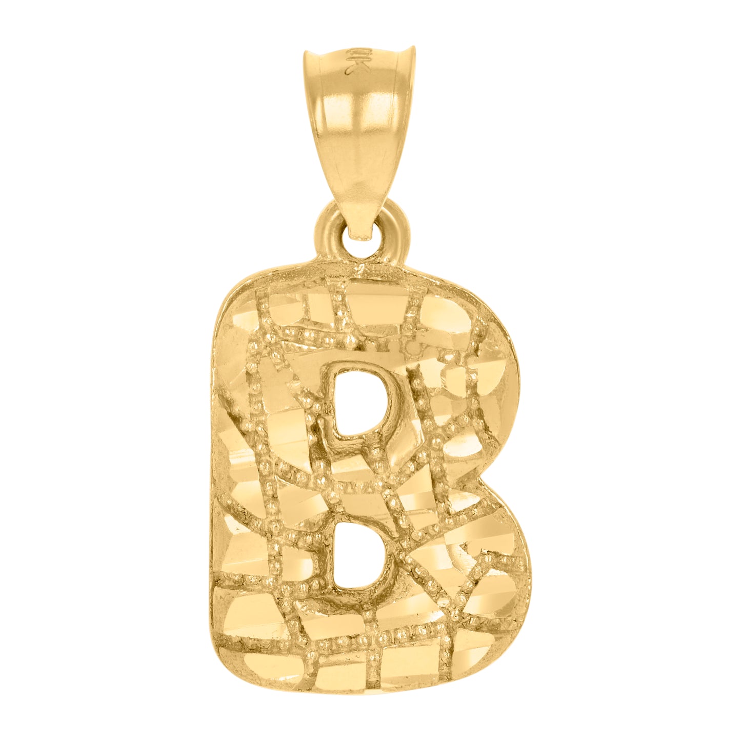 10K Yellow Gold Unisex Initial Alphabet Nugget Charm Pendant