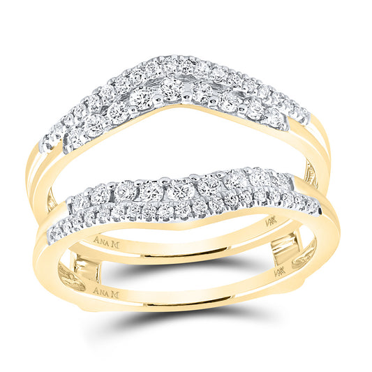 14K Yellow Gold Womens Round Diamond Wedding Wrap Ring Guard Enhancer 1/2 Cttw, Womens Size: 5-10