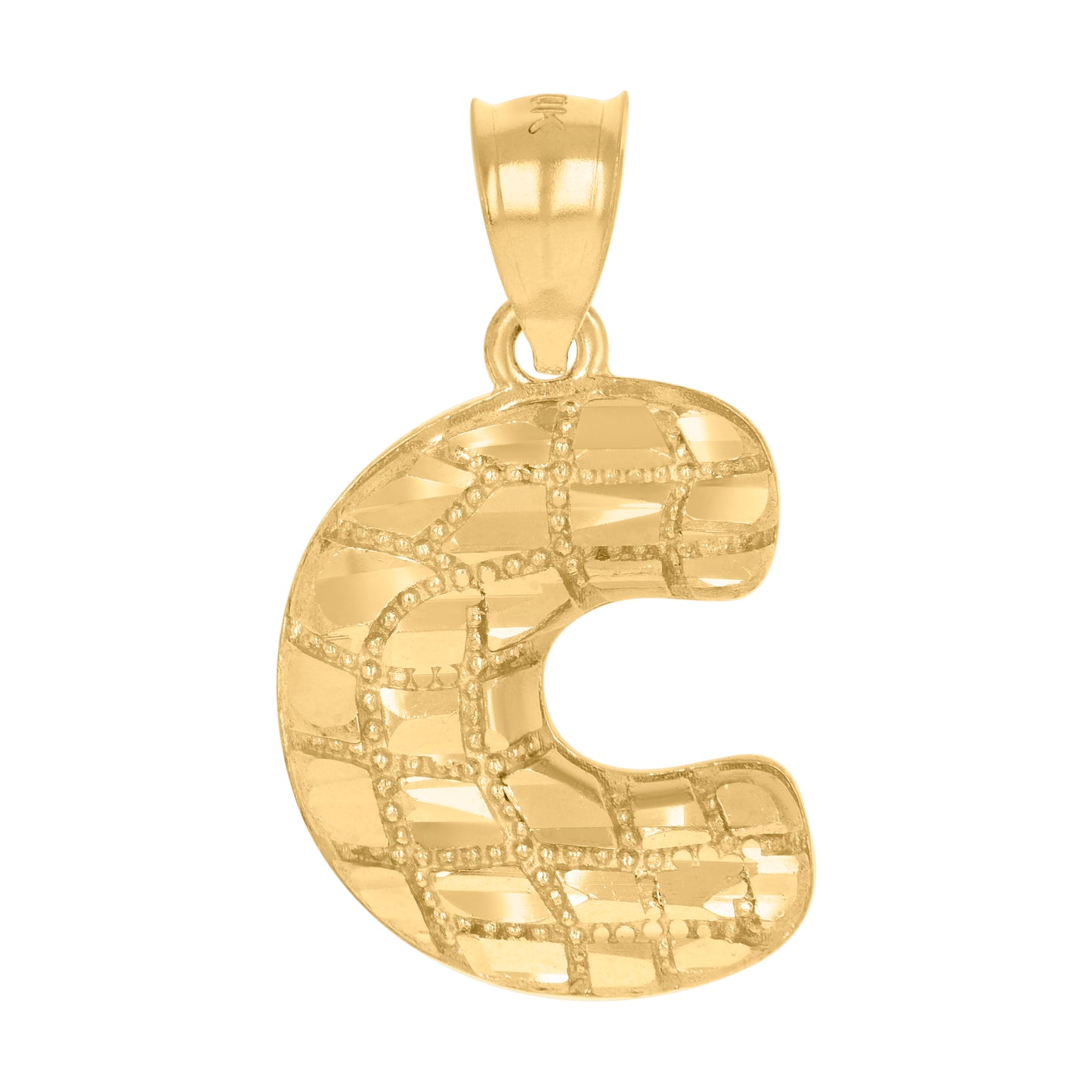 10K Yellow Gold Unisex Initial Alphabet Nugget Charm Pendant
