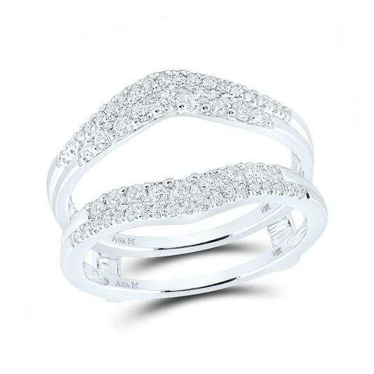 14K White Gold Womens Round Diamond Wrap Ring Guard Enhancer 1/2 Cttw, Womens Size: 5-10
