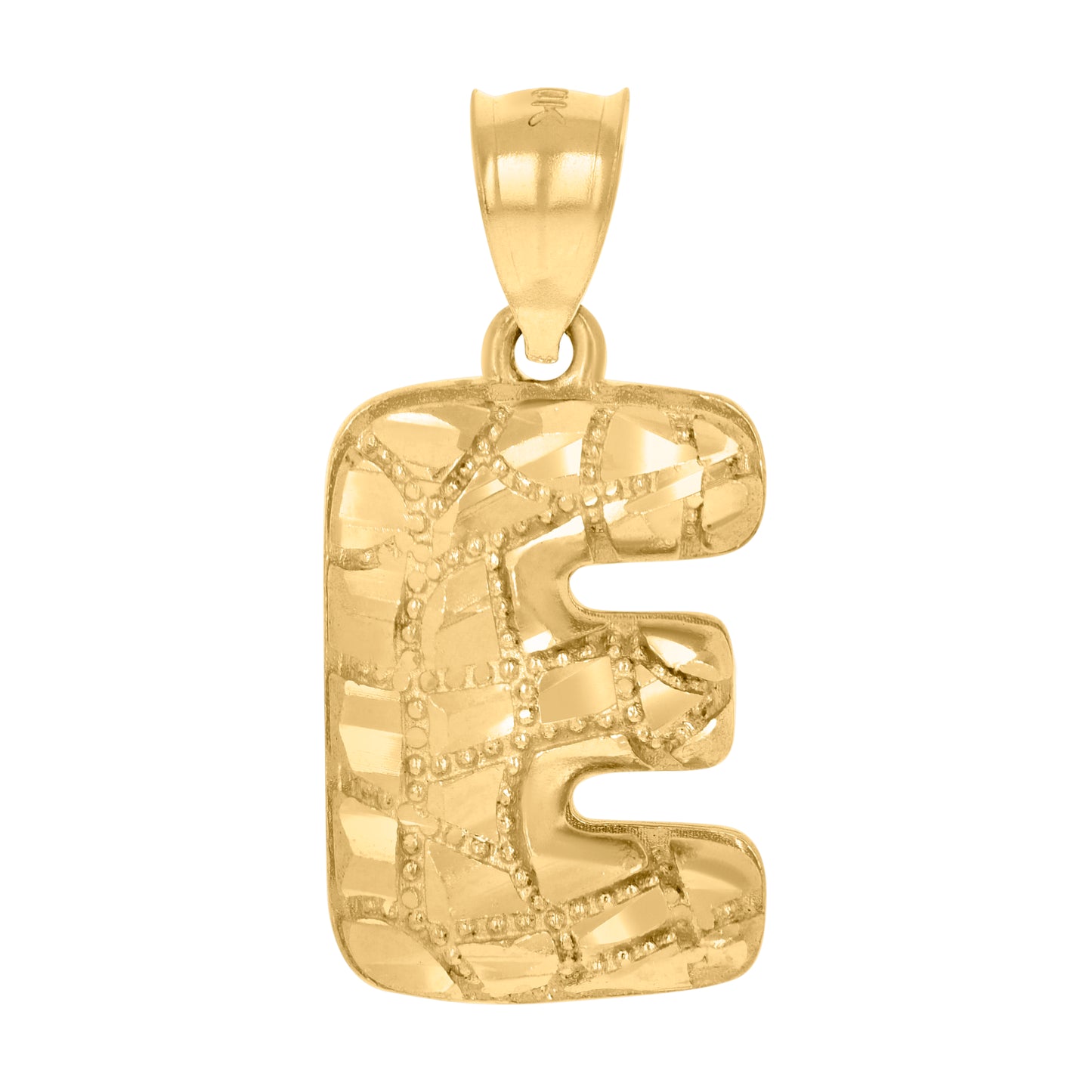 10K Yellow Gold Unisex Initial Alphabet Nugget Charm Pendant