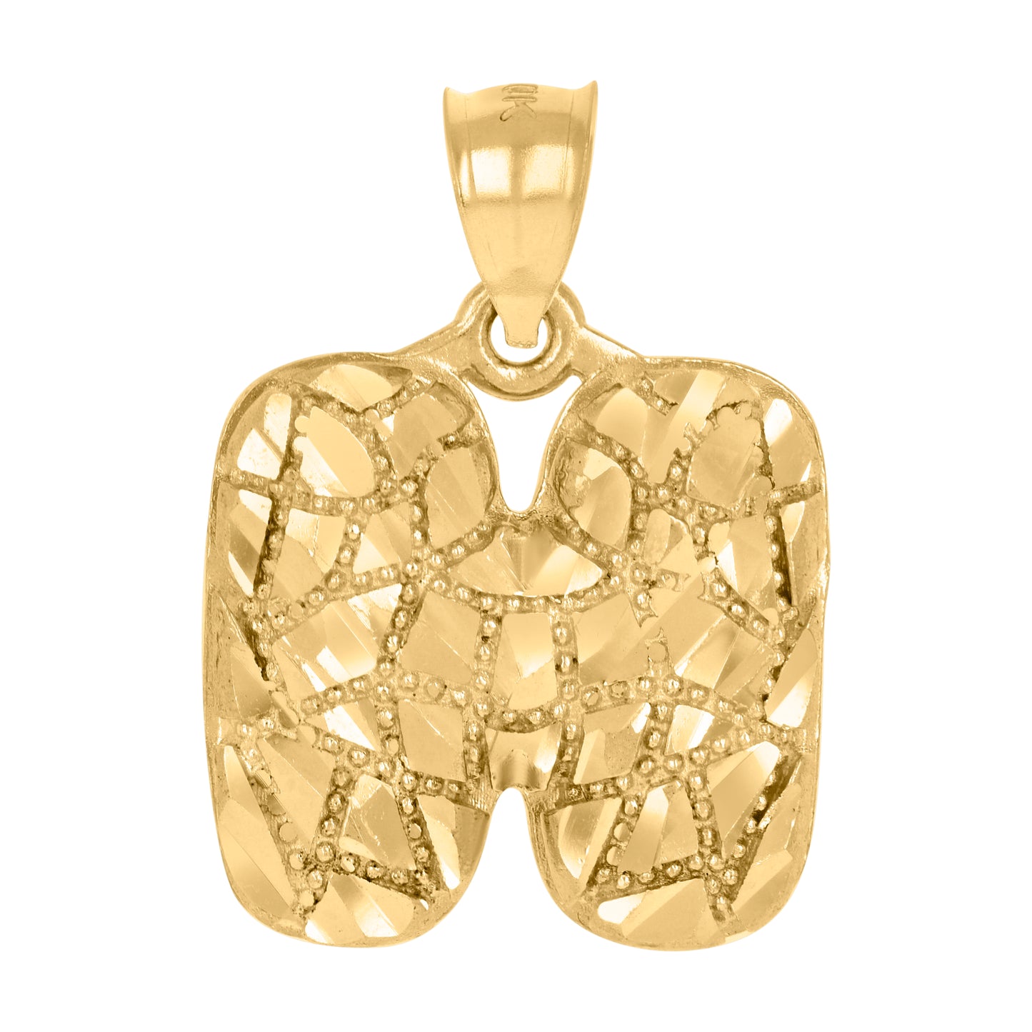 10K Yellow Gold Unisex Initial Alphabet Nugget Charm Pendant