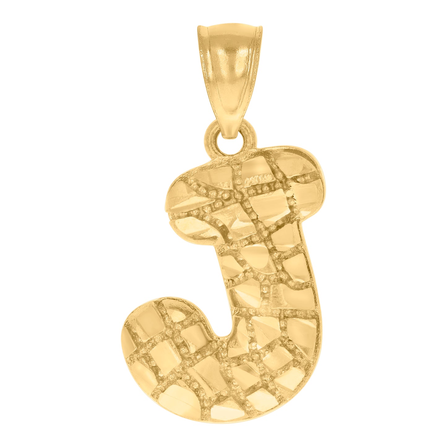 10K Yellow Gold Unisex Initial Alphabet Nugget Charm Pendant