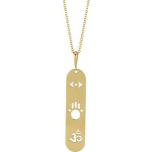 14K Yellow Gold 40.9 X 8 Mm 16-18 In Polished Triple Protection Necklace