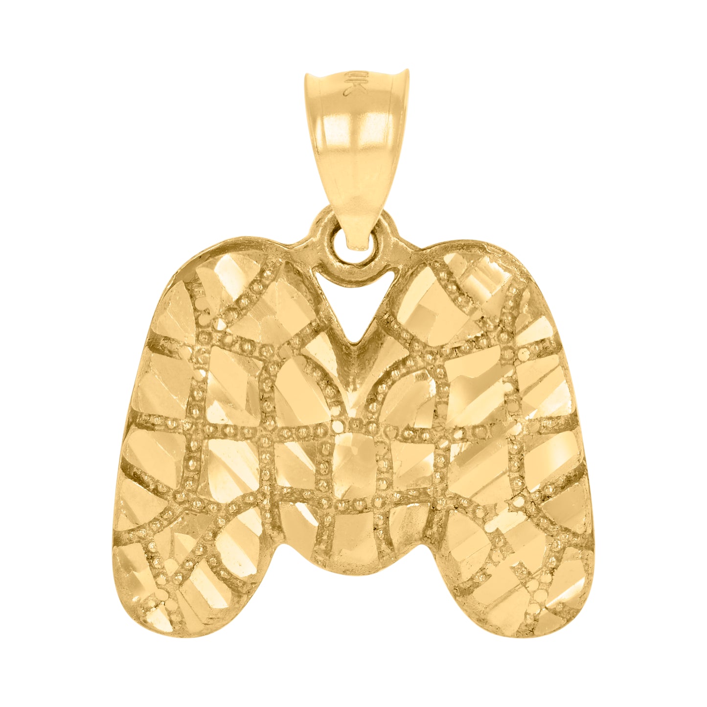 10K Yellow Gold Unisex Initial Alphabet Nugget Charm Pendant