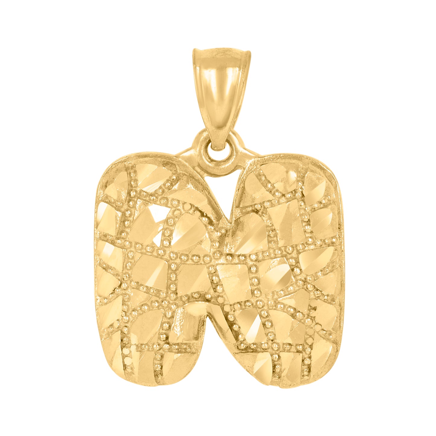 10K Yellow Gold Unisex Initial Alphabet Nugget Charm Pendant