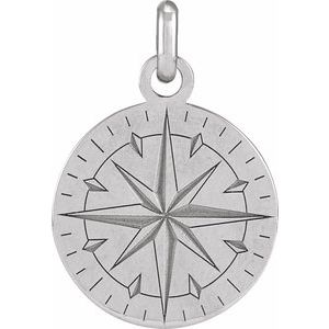 Sterling Silver Compass 26.2 X 18 Mm Polished Compass Pendant