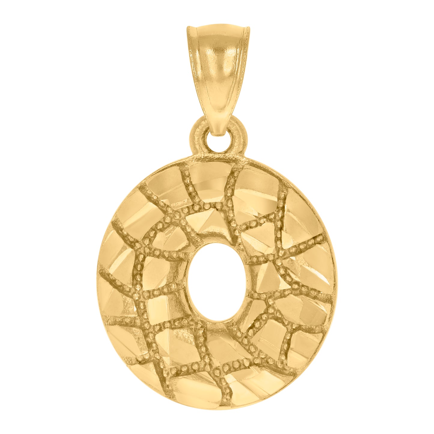 10K Yellow Gold Unisex Initial Alphabet Nugget Charm Pendant
