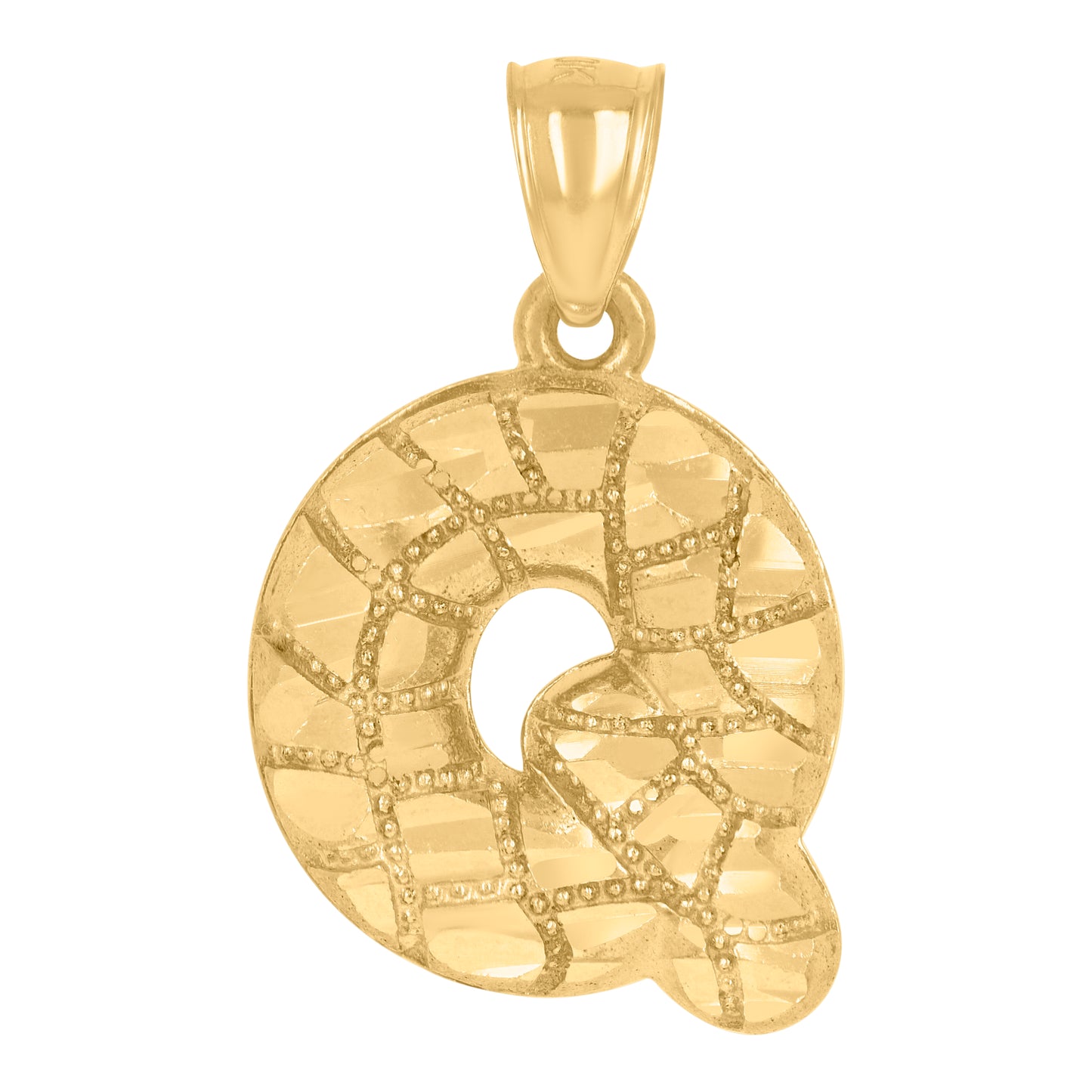 10K Yellow Gold Unisex Initial Alphabet Nugget Charm Pendant