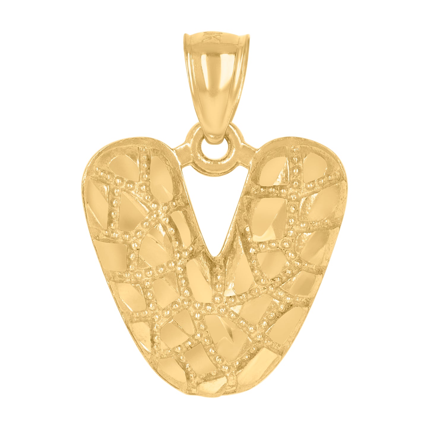 10K Yellow Gold Unisex Initial Alphabet Nugget Charm Pendant