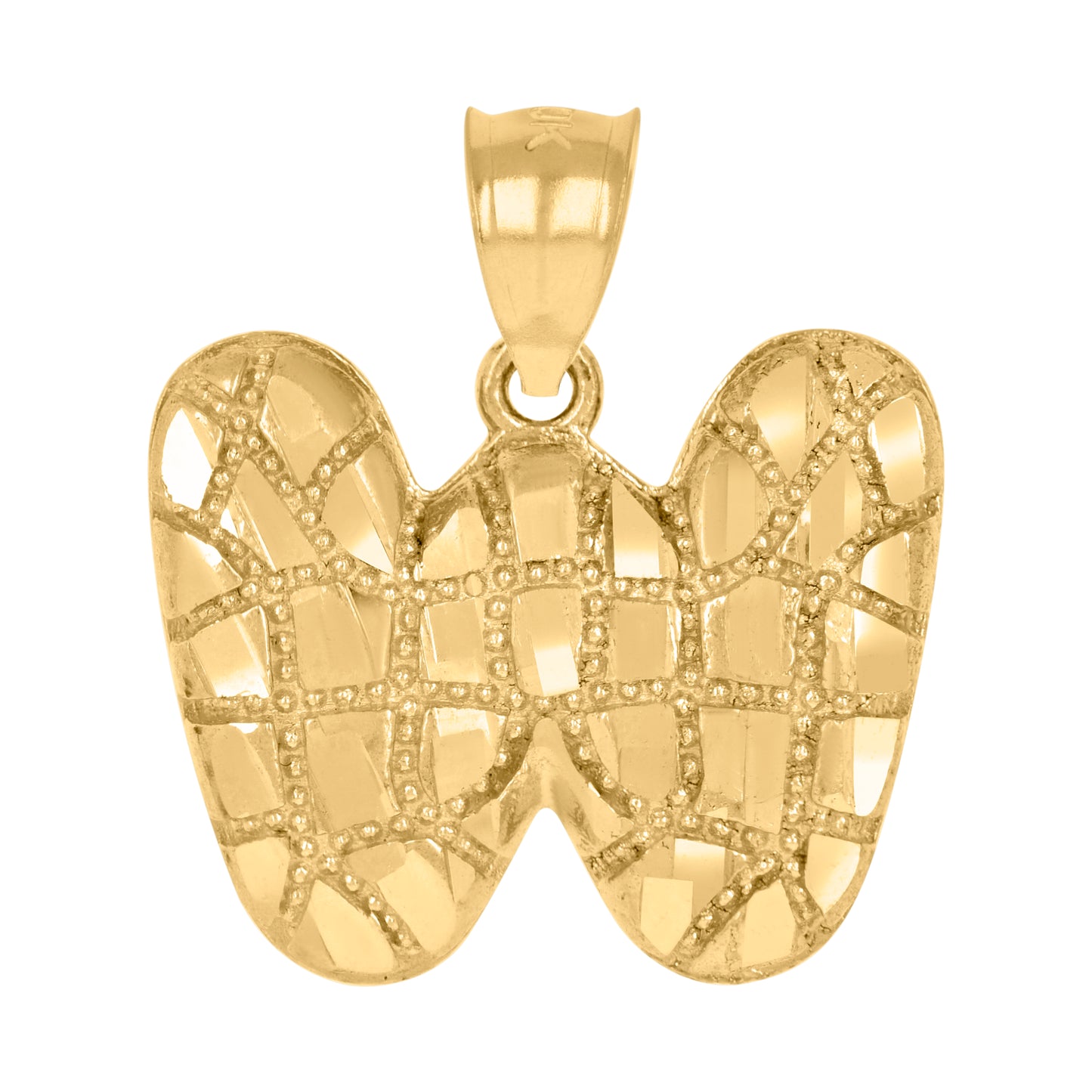 10K Yellow Gold Unisex Initial Alphabet Nugget Charm Pendant