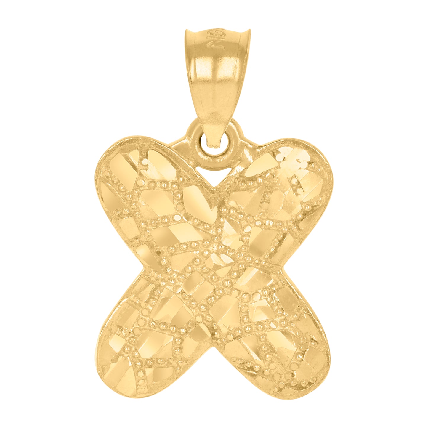 10K Yellow Gold Unisex Initial Alphabet Nugget Charm Pendant