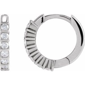 14K White Gold Pair Round Shape 1.8Mm I1, Gh 1/3 Ctw Natural Diamond Channel-Set Hinged Hoop Earrings, Length: 15.01 Mm, Thickness: 1.9 Mm