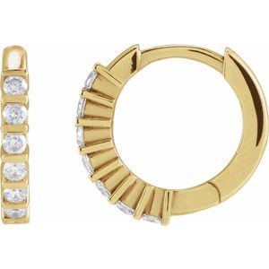 14K Yellow Gold Pair Round Shape 1.8Mm I1, Gh 1/3 Ctw Natural Diamond Channel-Set Hinged Hoop Earrings, Length: 15.01 Mm, Thickness: 1.9 Mm