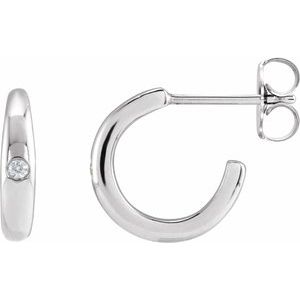 14K White Gold Pair Round Shape 1.5Mm I1, Gh .03 Ctw Natural Diamond Hoop Earrings, Length: 12.01 Mm, Thickness: 2.75 Mm