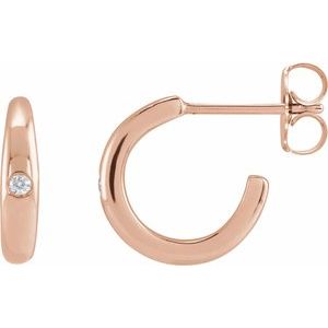 14K Rose Gold Pair Round Shape 1.5Mm I1, Gh .03 Ctw Natural Diamond Hoop Earrings, Length: 12.01 Mm, Thickness: 2.75 Mm