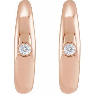14K Rose Gold Pair Round Shape 1.5Mm I1, Gh .03 Ctw Natural Diamond Hoop Earrings, Length: 12.01 Mm, Thickness: 2.75 Mm