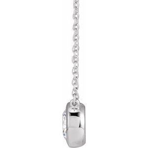14K White Gold Round 6.5Mm G-H Si1-Si2 1 Ctw Lab-Grown Diamond Adjustable Necklace, Length: 18 In