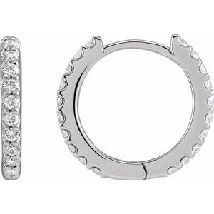 14K White Gold Pair Round Shape 1.2Mm Si1-Si2, Gh 1/3 Ctw Lab-Grown Diamond Hinged Hoop Earrings, Length: 12.6 Mm, Thickness: 1.8 Mm