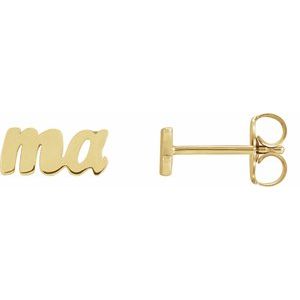 14K Yellow Gold 9 X 4 Mm Pair Friction Backs Polished Mama Earrings