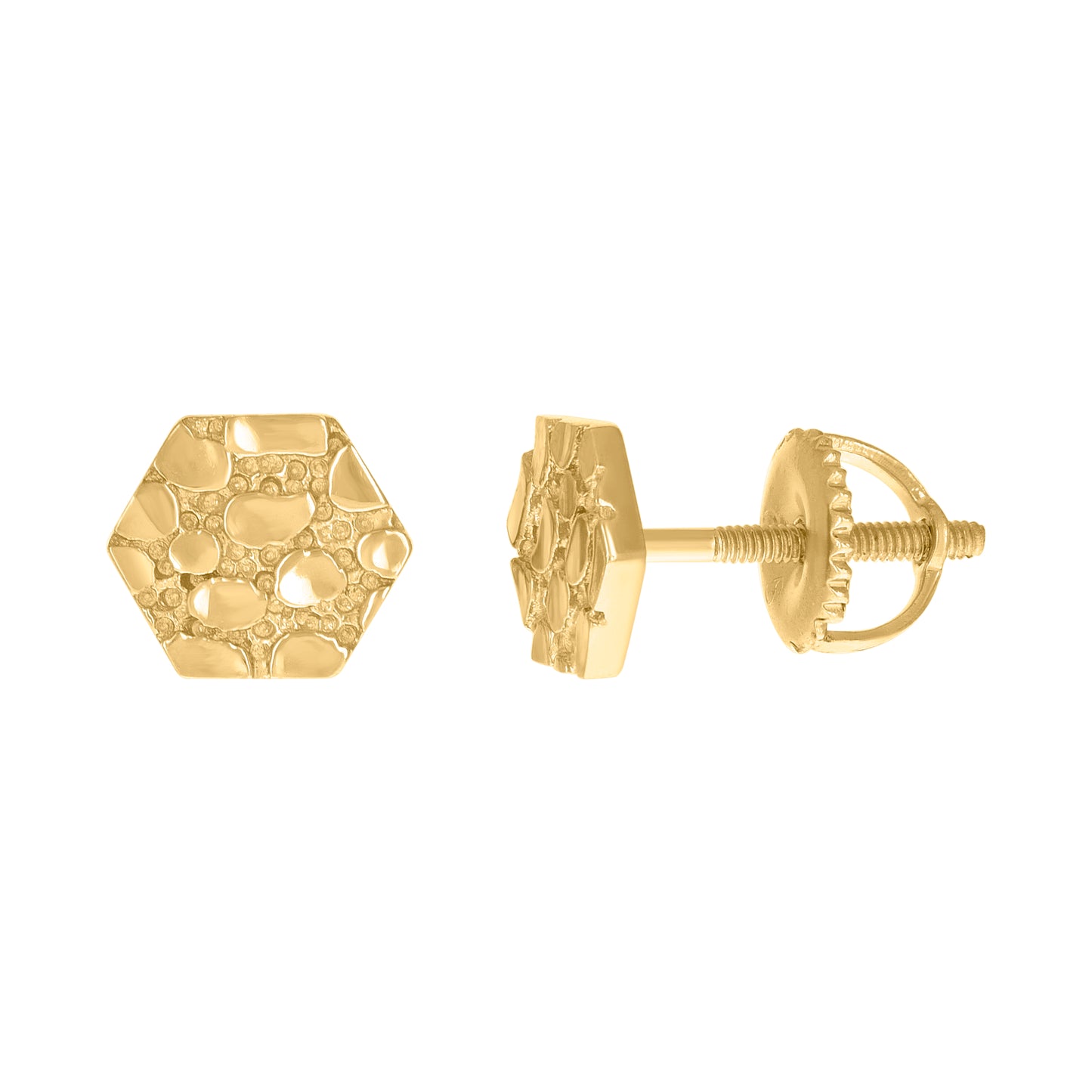 Sterling Silver Unisex Octagon Nugget Fashion Stud Earrings