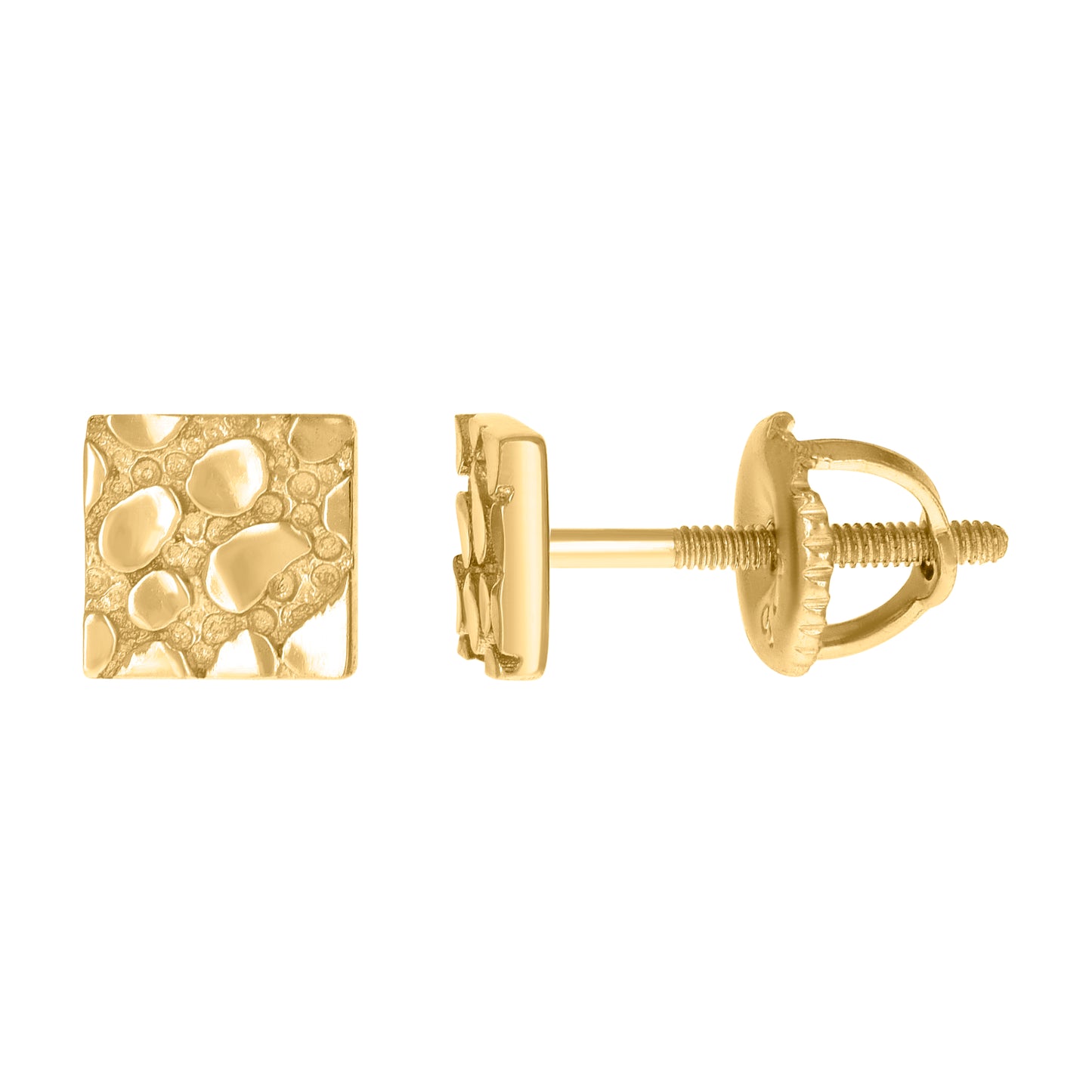 Sterling Silver Unisex Square Nugget Fashion Stud Earrings