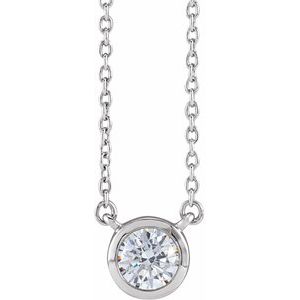 14K White Gold Round 4.9Mm G-H Si1-Si2 1/2 Ctw Lab-Grown Diamond Adjustable Necklace, Length: 18 In