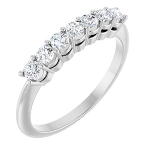 14K White Gold Round 2.5 Mm Polished 3/8 Ctw Natural Diamond 7-Stone Anniversary Band Size 7