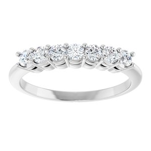14K White Gold Round 2.5 Mm Polished 3/8 Ctw Natural Diamond 7-Stone Anniversary Band Size 7