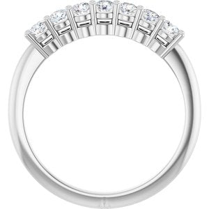 14K White Gold Round 2.5 Mm Polished 3/8 Ctw Natural Diamond 7-Stone Anniversary Band Size 7