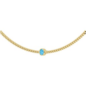 14K Yellow Gold Round 4 Mm  Natural Swiss Blue Topaz Solitaire Necklace, Length: 16 In