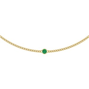 14K Yellow Gold Round 4 Mm  Lab-Grown Emerald Solitaire Necklace, Length: 16 In