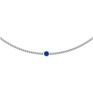 14K White Gold Round 4 Mm  Lab-Grown Blue Sapphire Solitaire Necklace, Length: 16 In