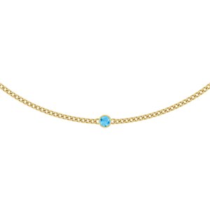14K Yellow Gold Round 4 Mm  Natural Swiss Blue Topaz Solitaire Necklace, Length: 16 In