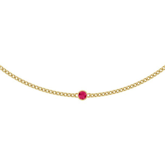 14K Yellow Gold Round 4 Mm 16 In Polished Natural Pink Spinel Solitaire Necklace