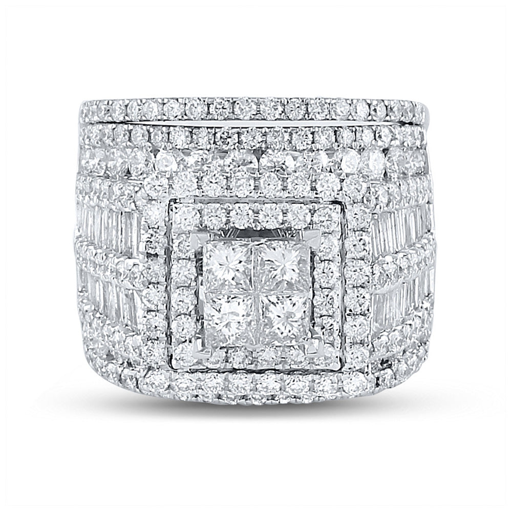 14K White Gold Princess Diamond Square Bridal Wedding Ring Band Set 4 Cttw, Womens Size: 5-10
