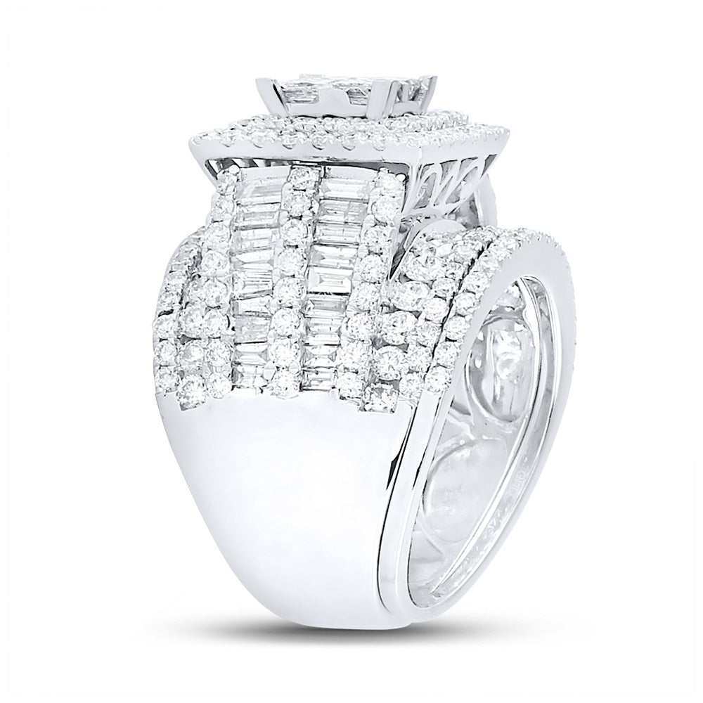 14K White Gold Princess Diamond Square Bridal Wedding Ring Band Set 4 Cttw, Womens Size: 5-10