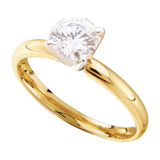 14K Yellow Gold Womens Round Diamond Solitaire Bridal Wedding Engagement Ring 1/2 Cttw, Womens Size: 5-10