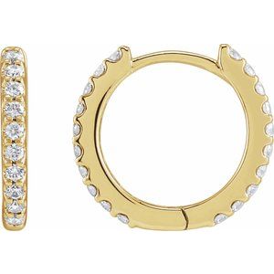 14K Yellow Gold Pair Round Shape 1.2Mm Si1-Si2, Gh 1/3 Ctw Lab-Grown Diamond Hinged Hoop Earrings, Length: 12.6 Mm, Thickness: 1.8 Mm