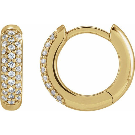 14K Yellow Gold Round 12 Mm 3.1 Mm 1Mm Si1-Si2, Gh Pair Hinged Polished 1/4 Ctw Lab-Grown Diamond Hinged Hoop Earrings