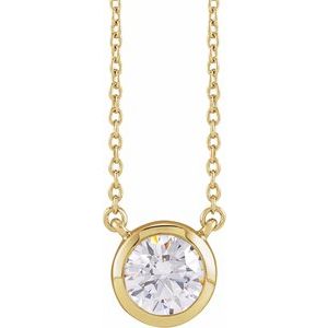 14K Yellow Gold Round 6.5Mm G-H Si1-Si2 1 Ctw Lab-Gown Diamond Adjustable Necklace, Length: 18 In
