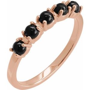 14K Rose Gold Round 3 Mm Polished Natural Onyx Cabochon Stackable Ring Size 7