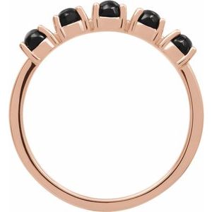 14K Rose Gold Round 3 Mm Polished Natural Onyx Cabochon Stackable Ring Size 7