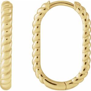 14K Yellow Gold 20 X 12.5 Mm 2.3 Mm Pair Hinged Polished Elongated Oval Rope Huggies