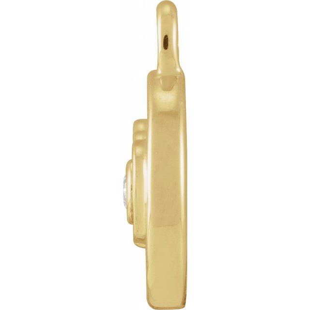 14K Yellow Or White Or Rose Gold Round1.3Mm  Si1-Si2, G-H 10.96 X 7.1 Mm Polished Petite Pave .01 Ct Natural Diamond Par Avion Stamp Dangle