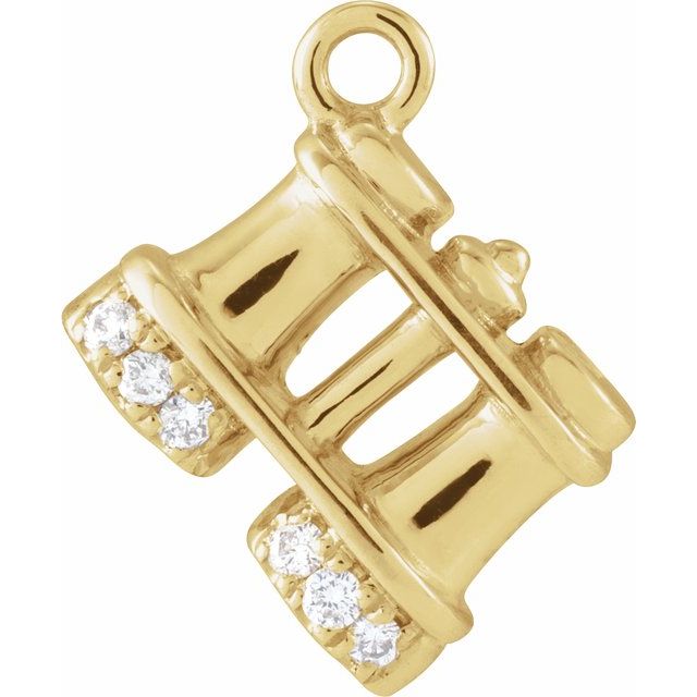14K Yellow Or White Or Rose Gold Round1Mm  Si1-Si2, G-H 10.35 X 6.9 Mm Polished Petite Pave .03 Ctw Natural Diamond Binoculars Dangle