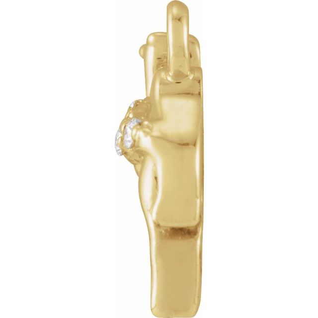 14K Yellow Or White Or Rose Gold Round.8Mm  Si1-Si2, G-H 9.5 X 7.75 Mm Polished Petite Pave .015 Ctw Natural Diamond Camel Dangle